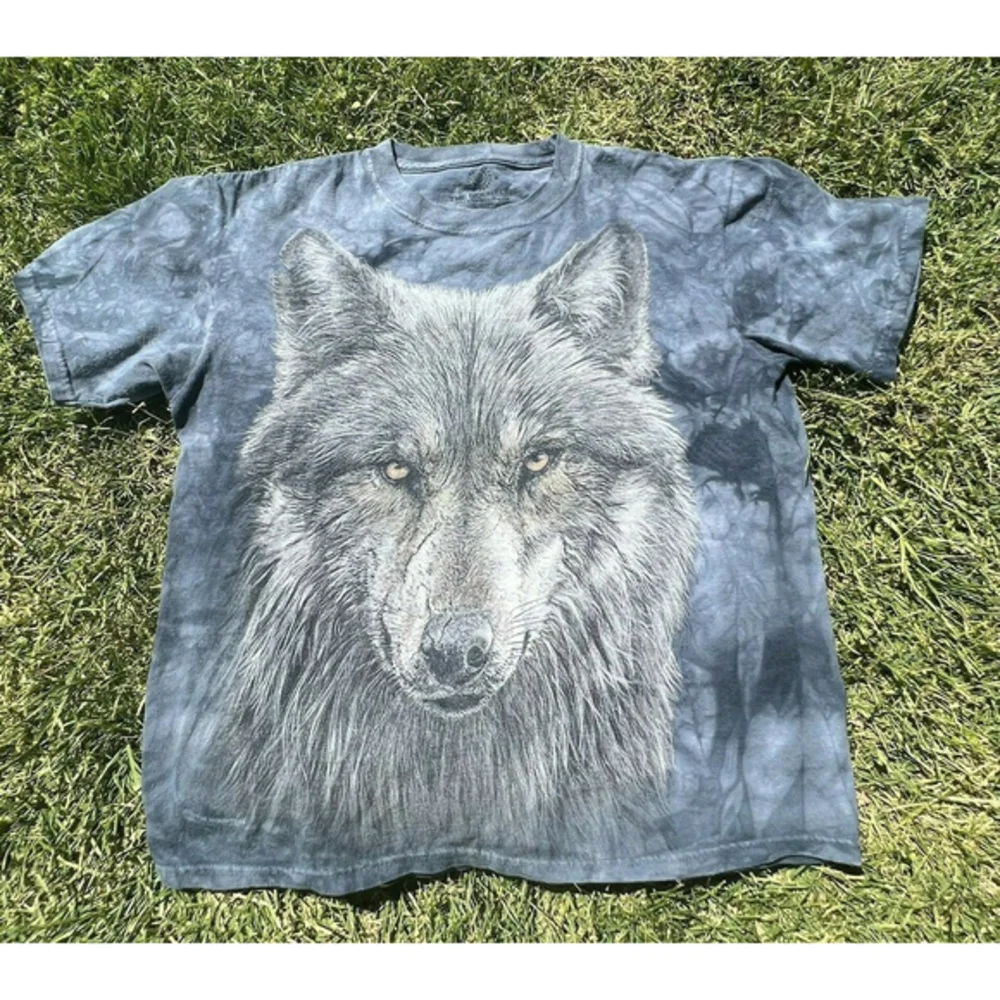 The Mountain‎ Warrior Wolf by Paul Jeremy Blue Tie Dye S/Sleeve Tee Shirt Size S
